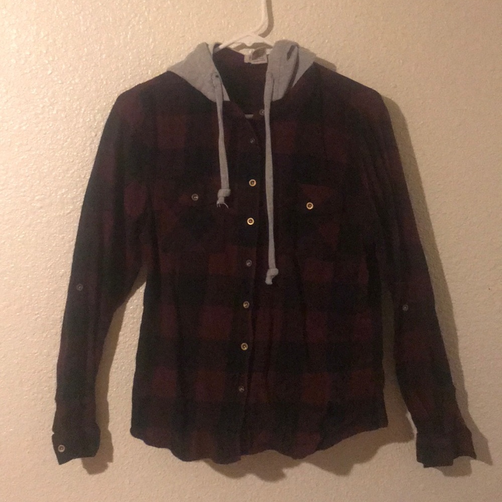 Hooded flannel shirt